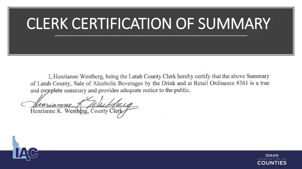 clerk certification of summary clerk