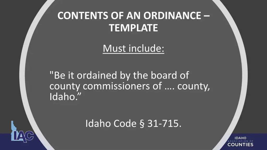 contents of an ordinance template