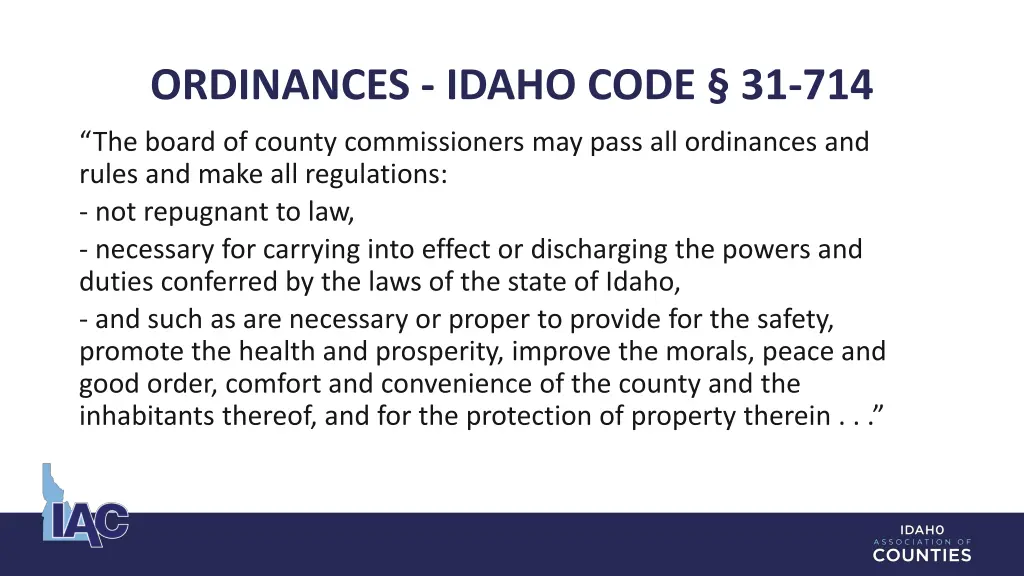 ordinances idaho code 31 714