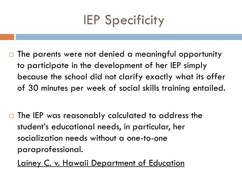 iep specificity