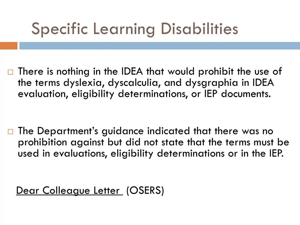 specific learning disabilities