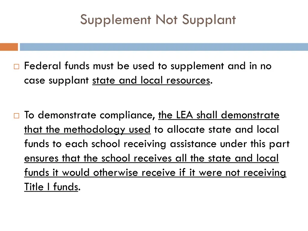 supplement not supplant