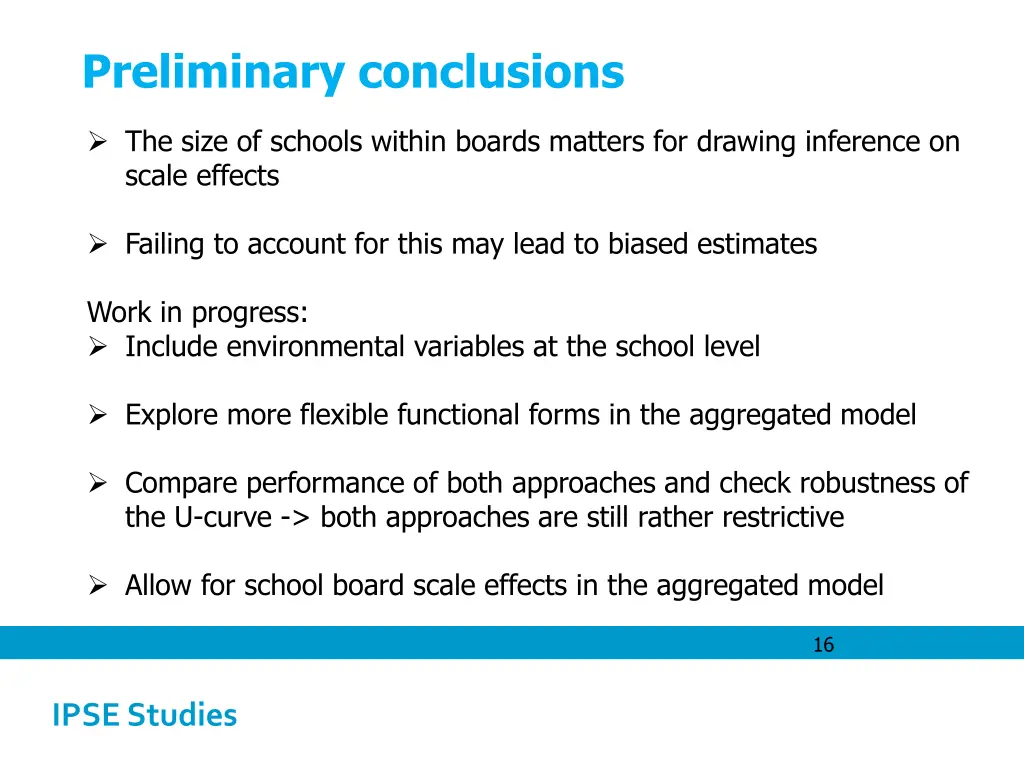 preliminary conclusions