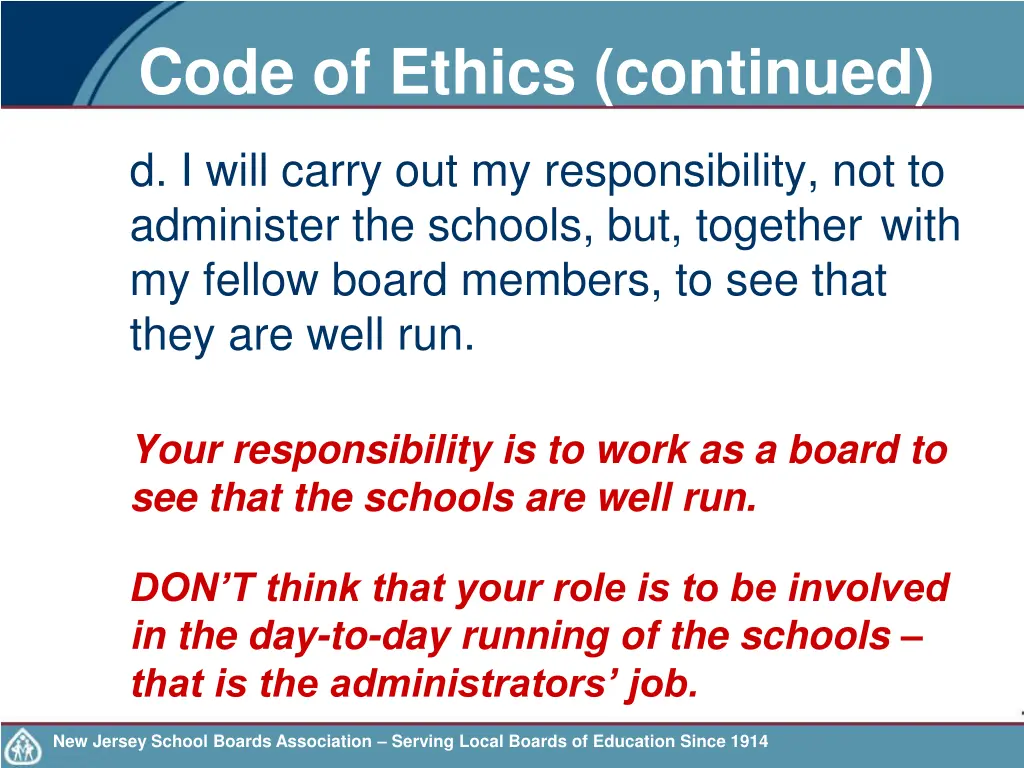 code of ethics continued