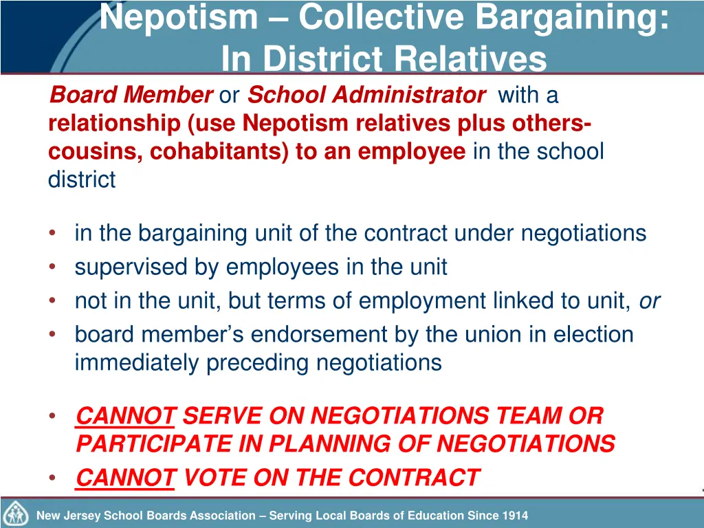 nepotism collective bargaining in district