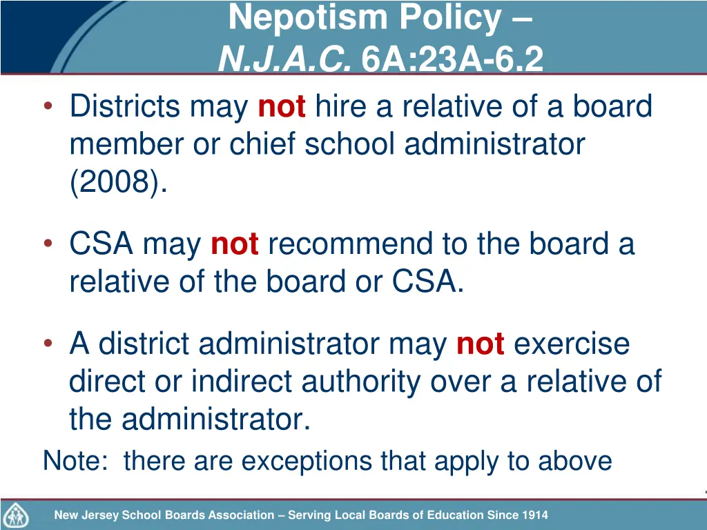 nepotism policy n j a c 6a 23a 6 2