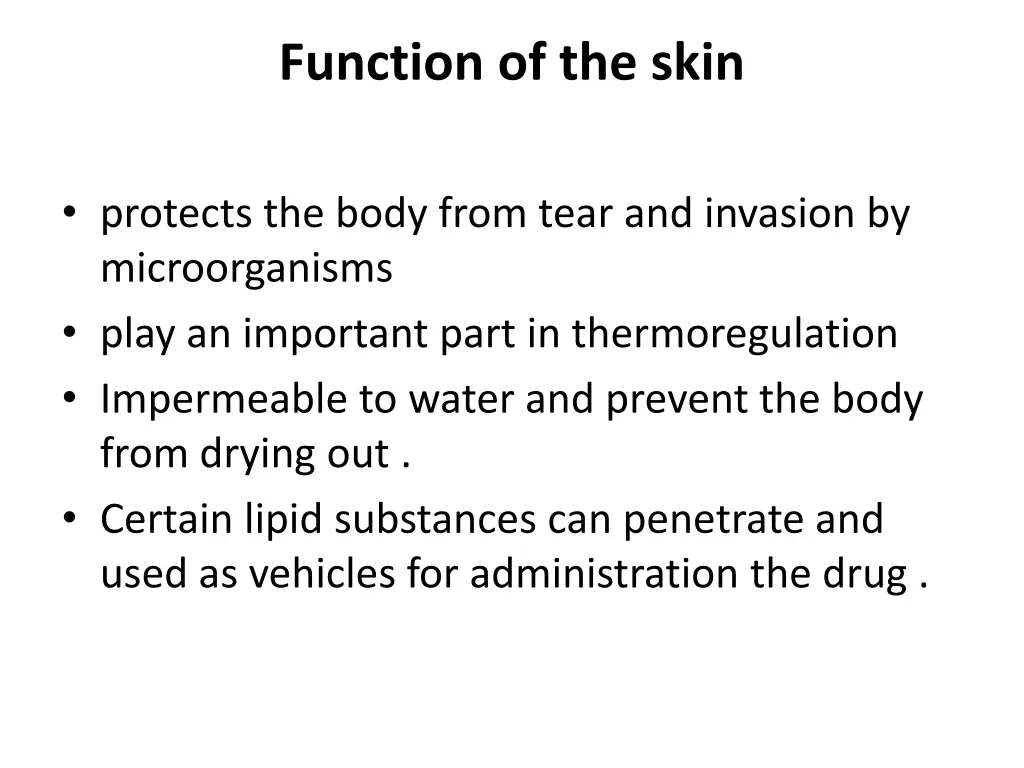 function of the skin