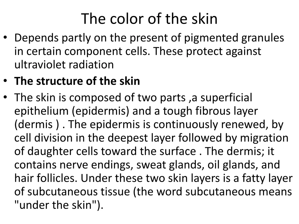 the color of the skin