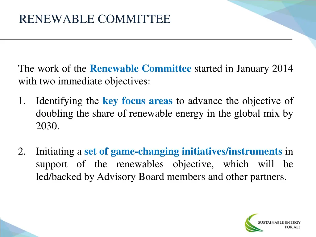 renewable committee