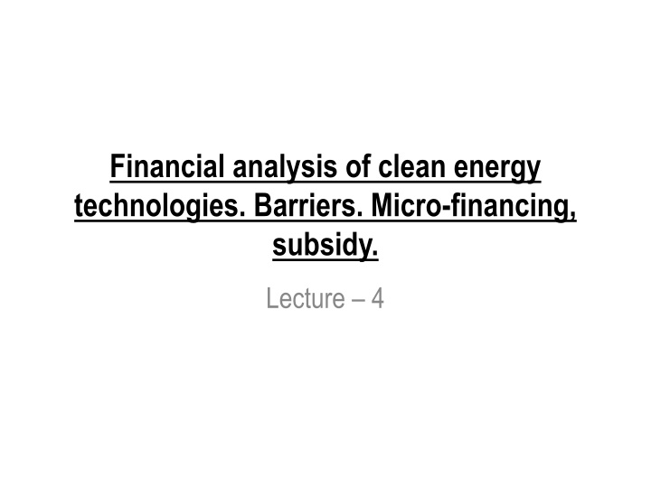 financial analysis of clean energy technologies