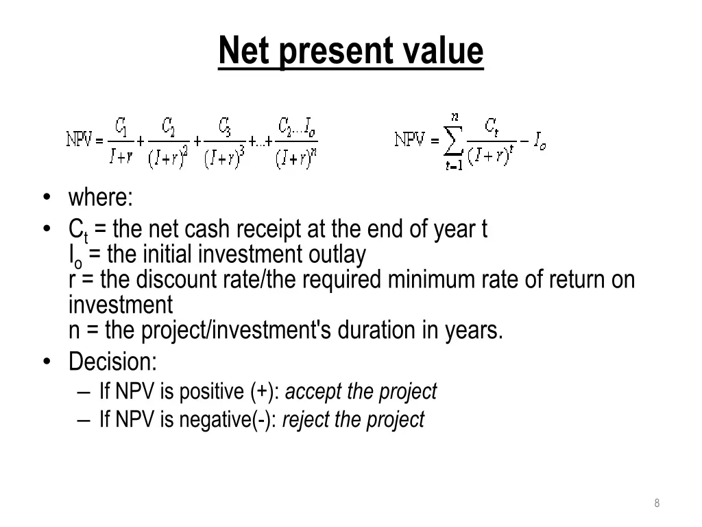 net present value