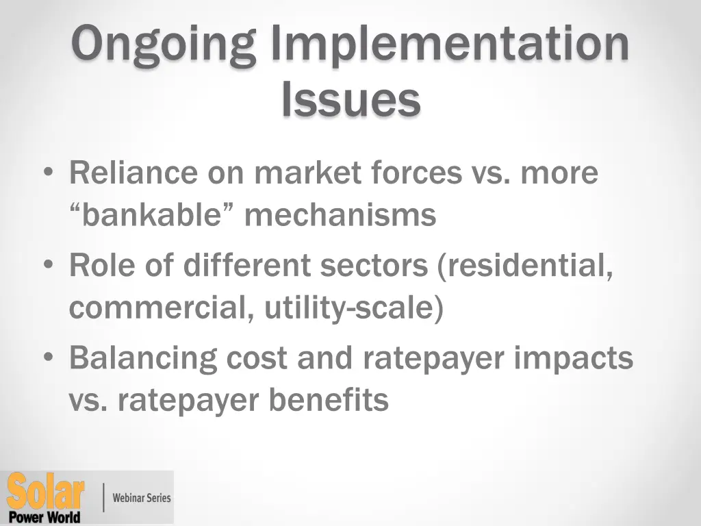 ongoing implementation issues