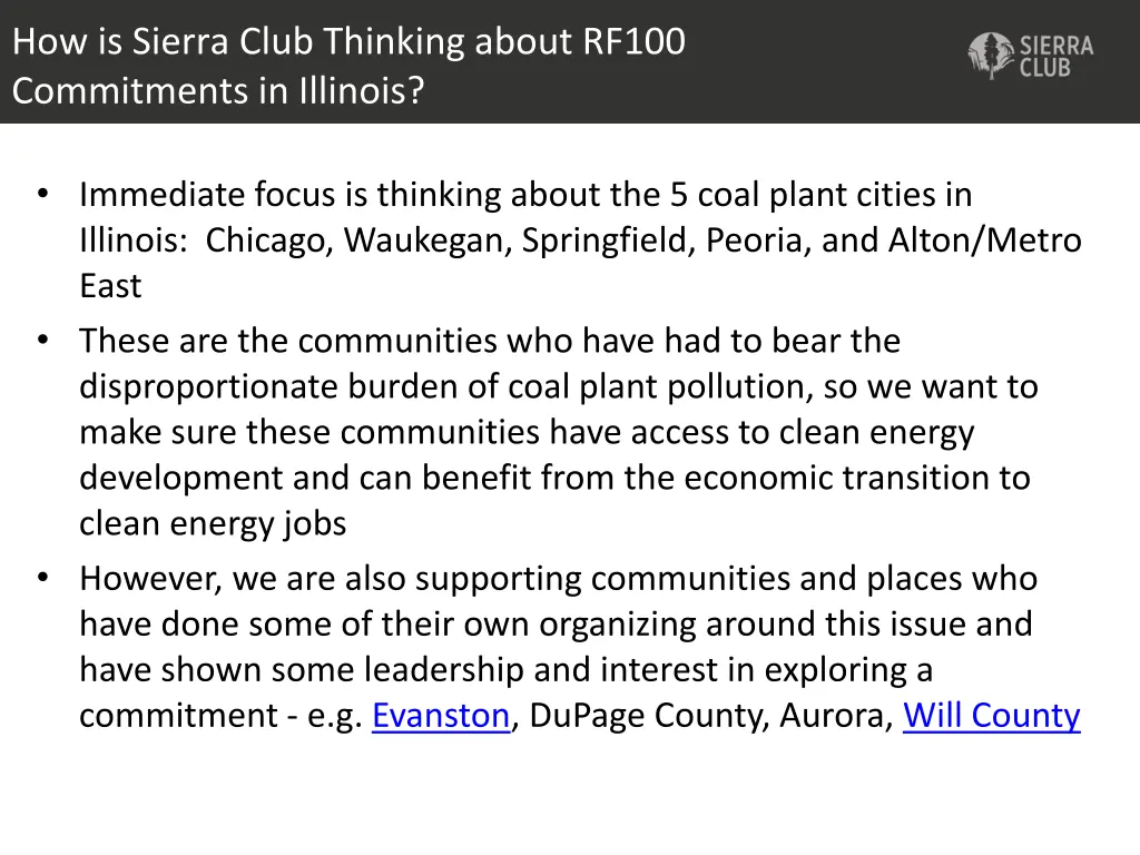 how is sierra club thinking about rf100