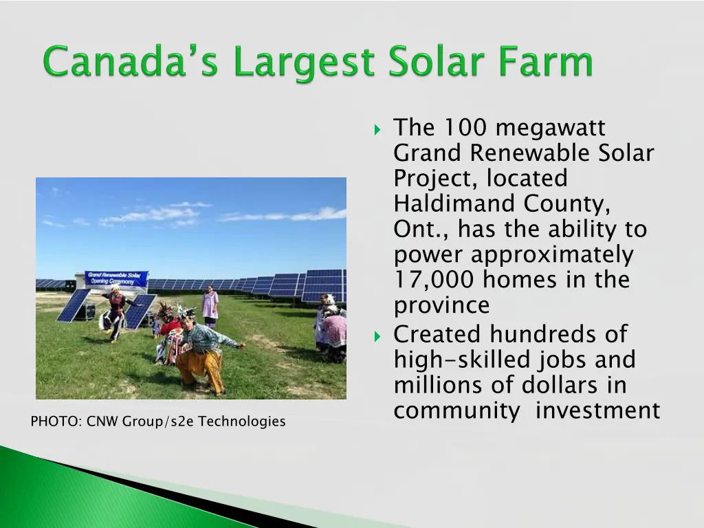 the 100 megawatt grand renewable solar project