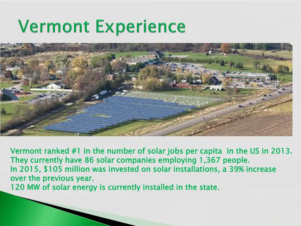 vermont ranked 1 in the number of solar jobs