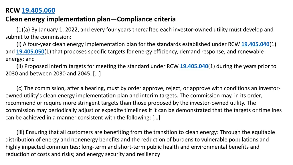 rcw 19 405 060 clean energy implementation plan