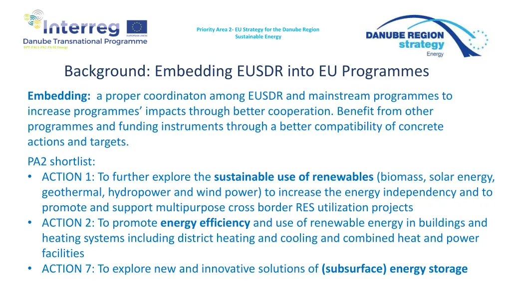 priority area 2 eu strategy for the danube region 1