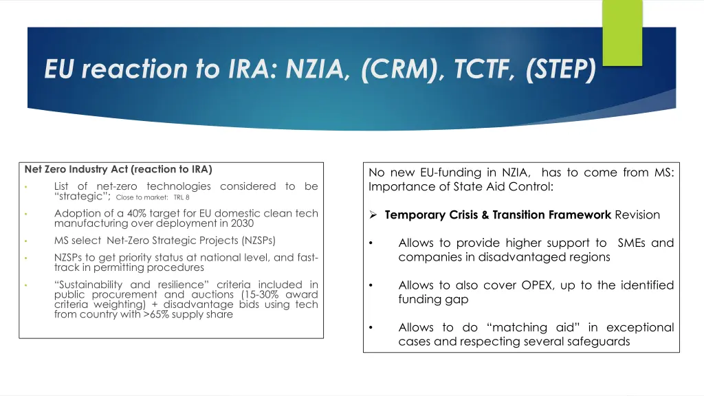 eu reaction to ira nzia crm tctf step