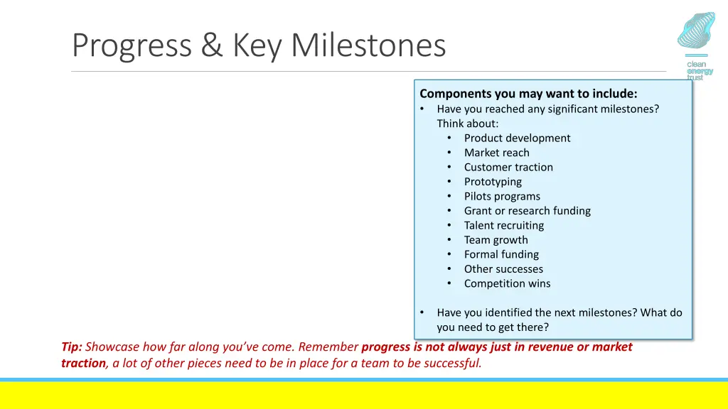 progress key milestones