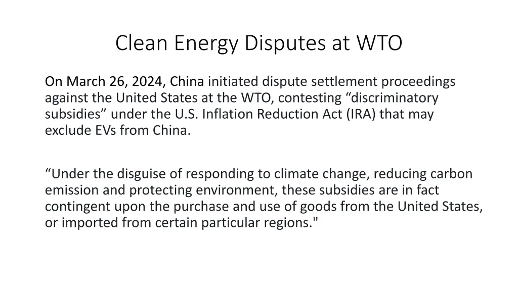 clean energy disputes at wto