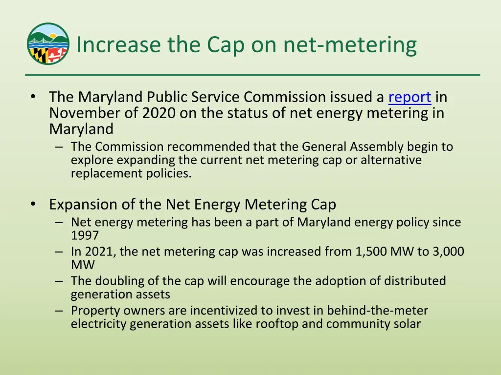 increase the cap on net metering