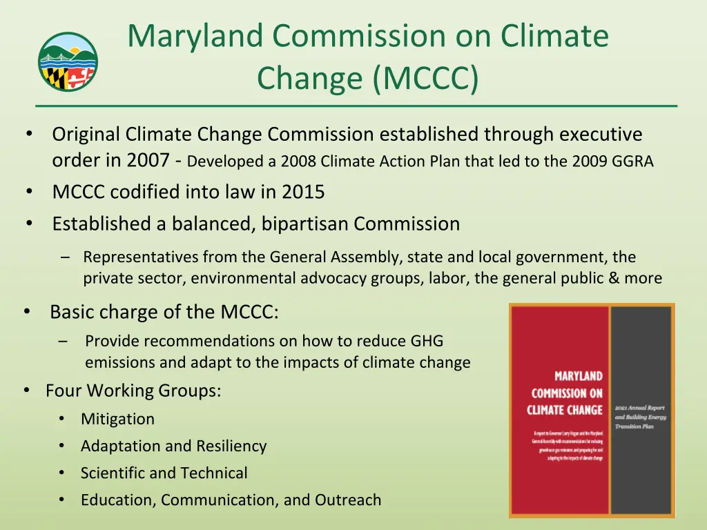 maryland commission on climate change mccc