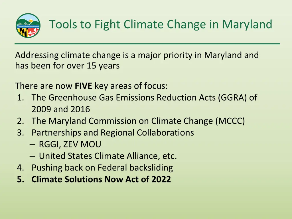 tools to fight climate change in maryland