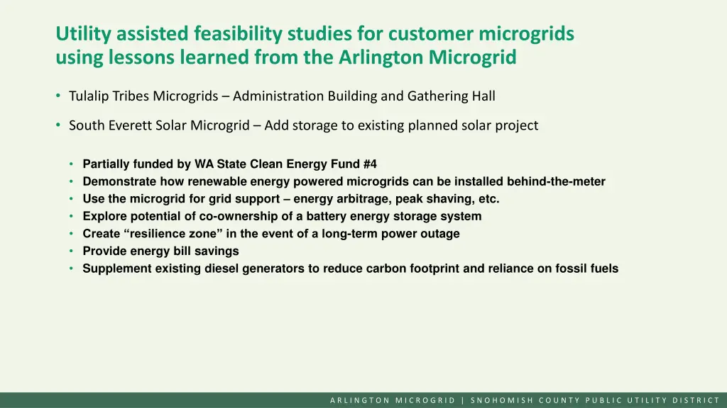 utility assisted feasibility studies for customer