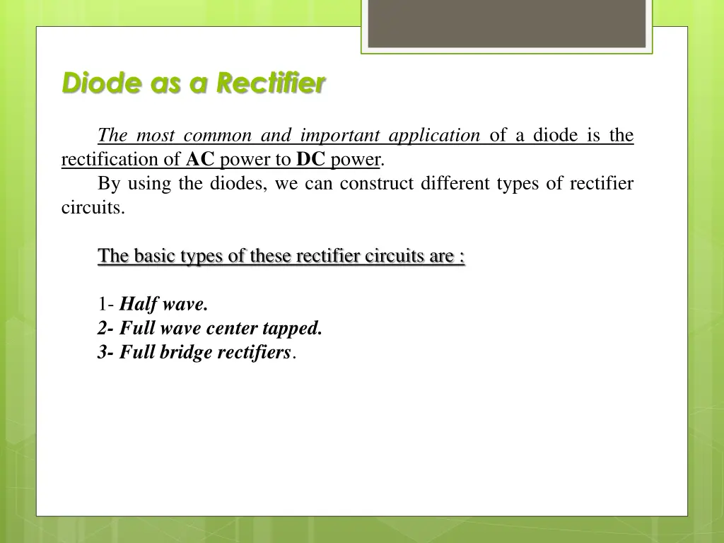 diode as a rectifier