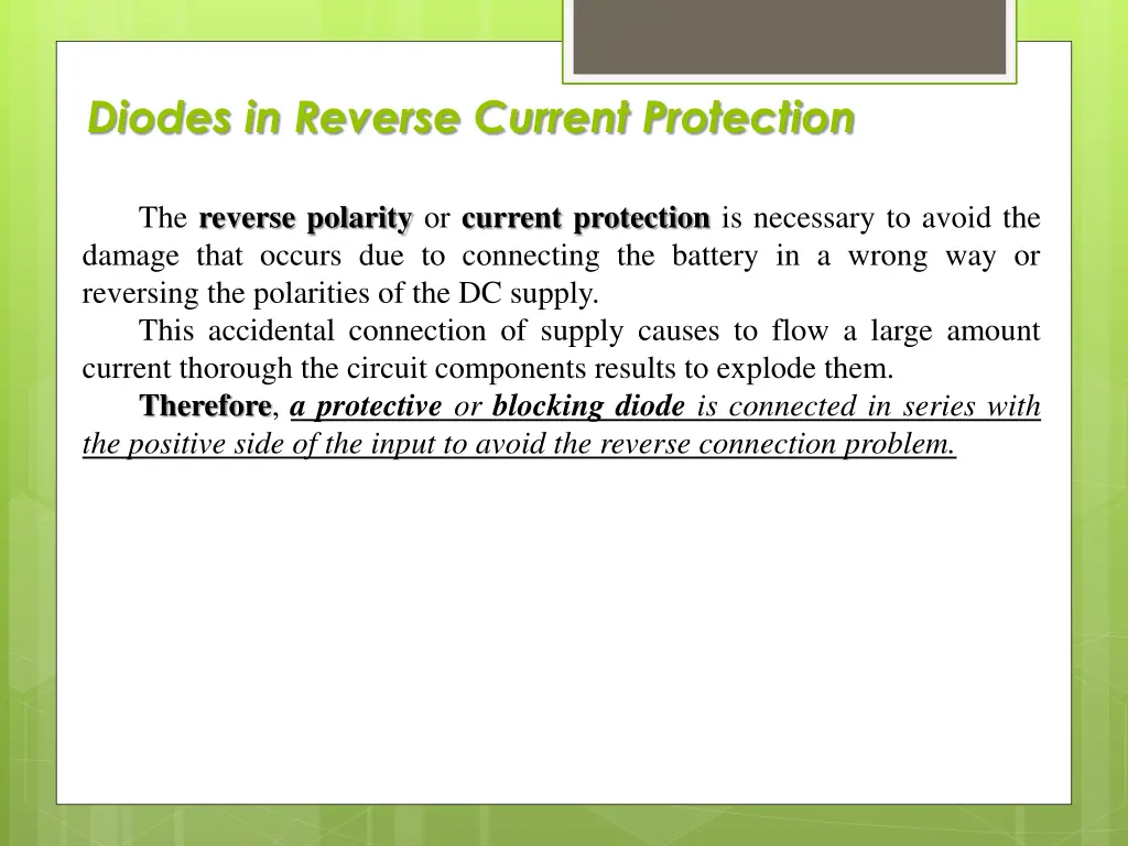 diodes in reverse current protection