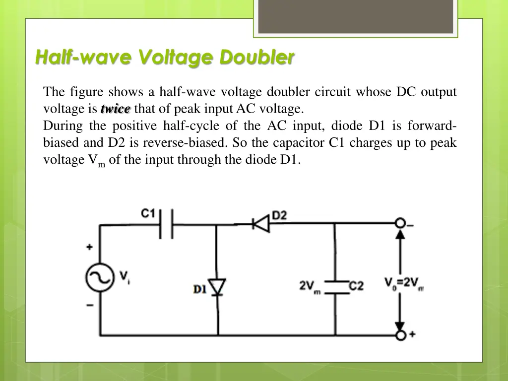 half wave voltage doubler