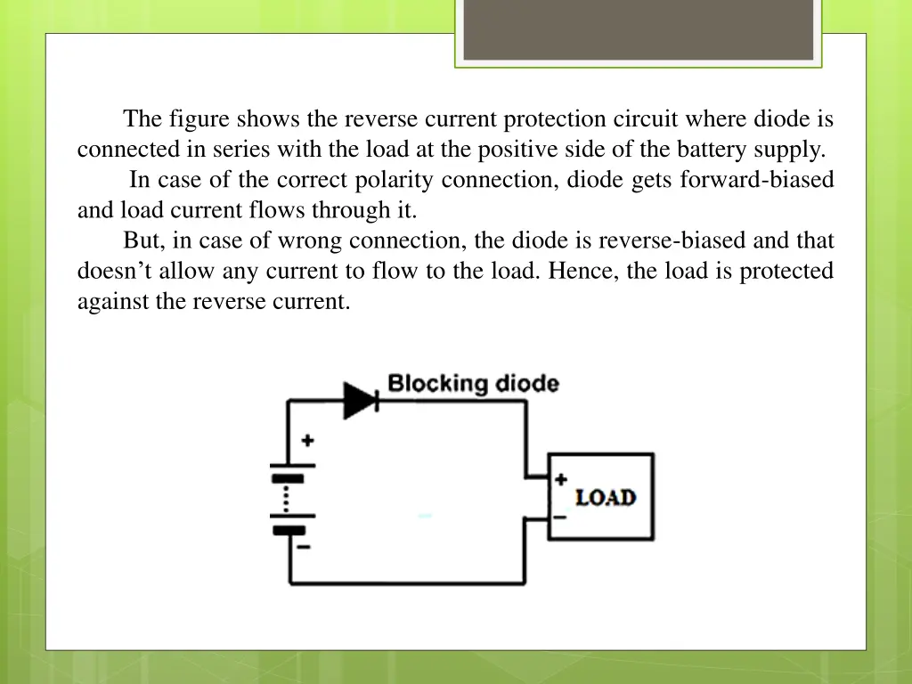 the figure shows the reverse current protection