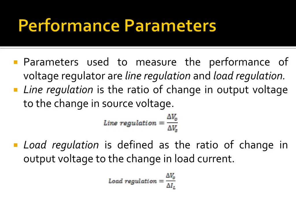 parameters used to measure the performance