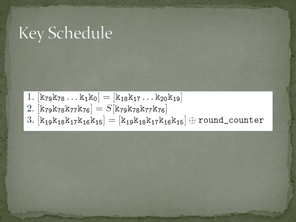 key schedule 1