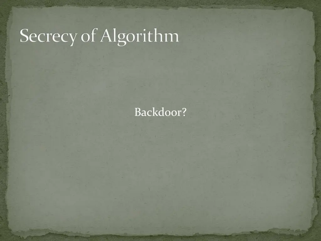 secrecy of algorithm