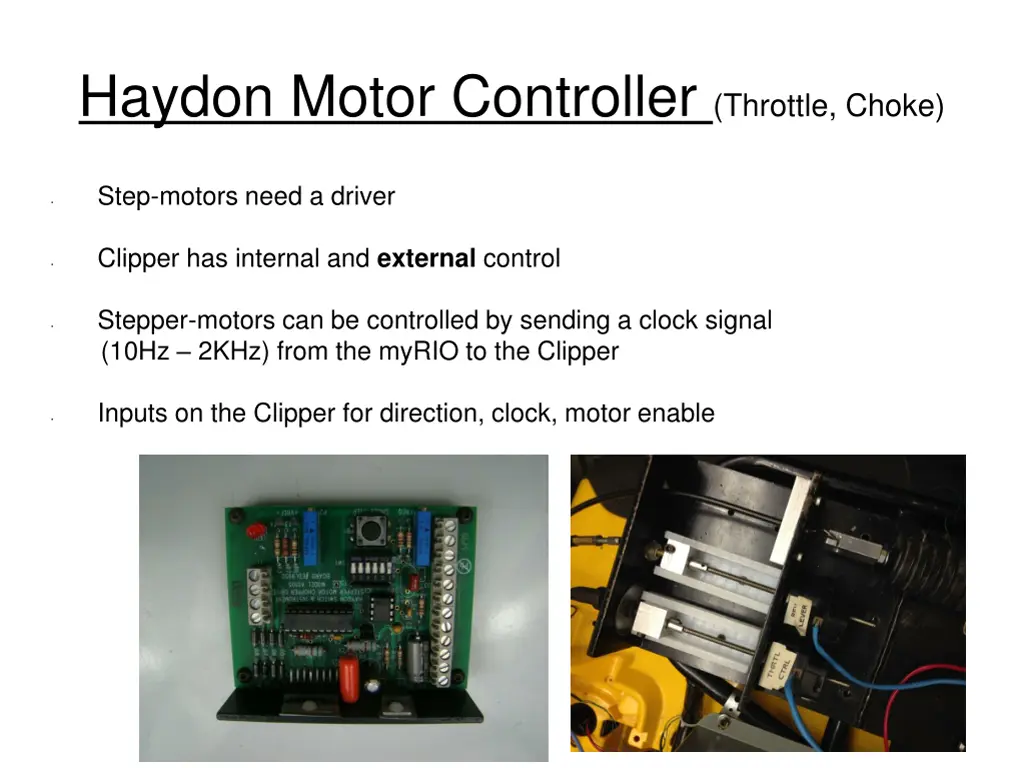 haydon motor controller throttle choke