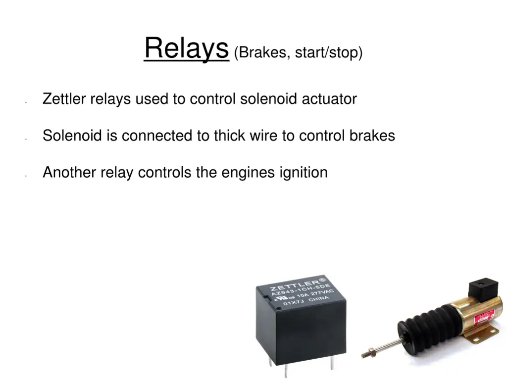 relays brakes start stop