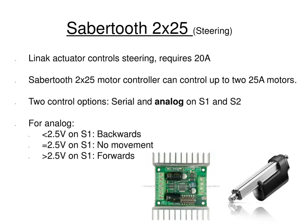 sabertooth 2x25 steering