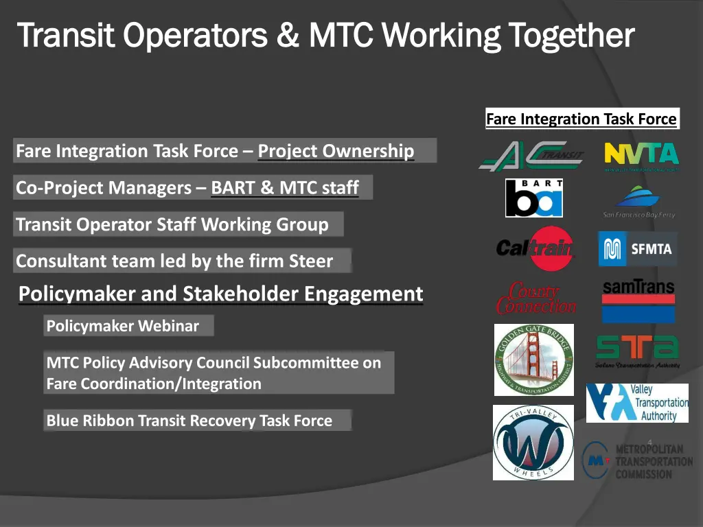 transit transit operators operators mtc