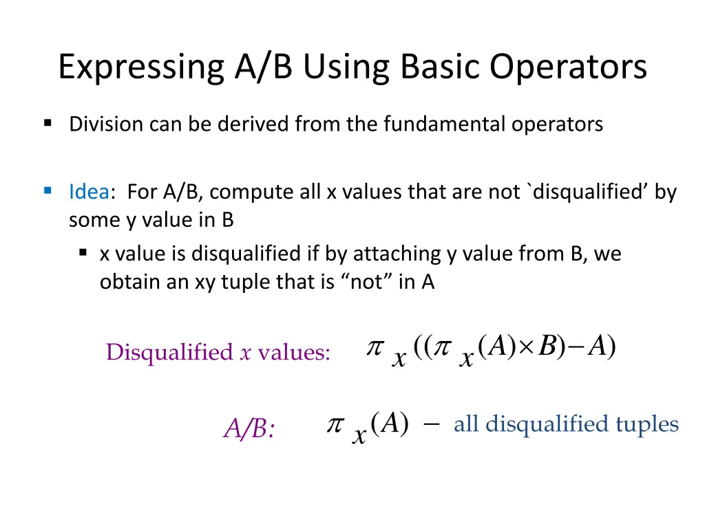 expressing a b using basic operators