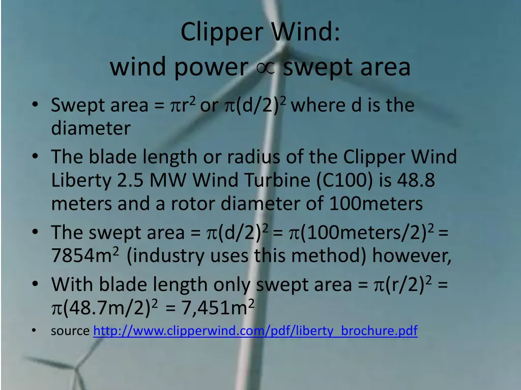 clipper wind wind power swept area swept area