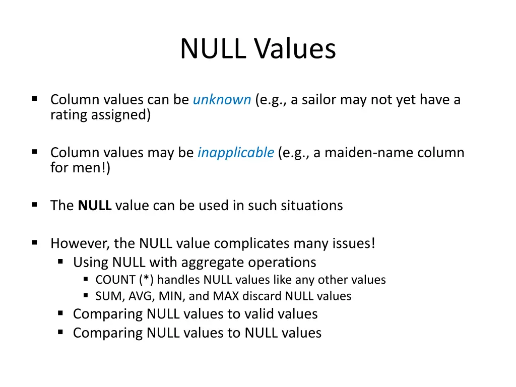 null values