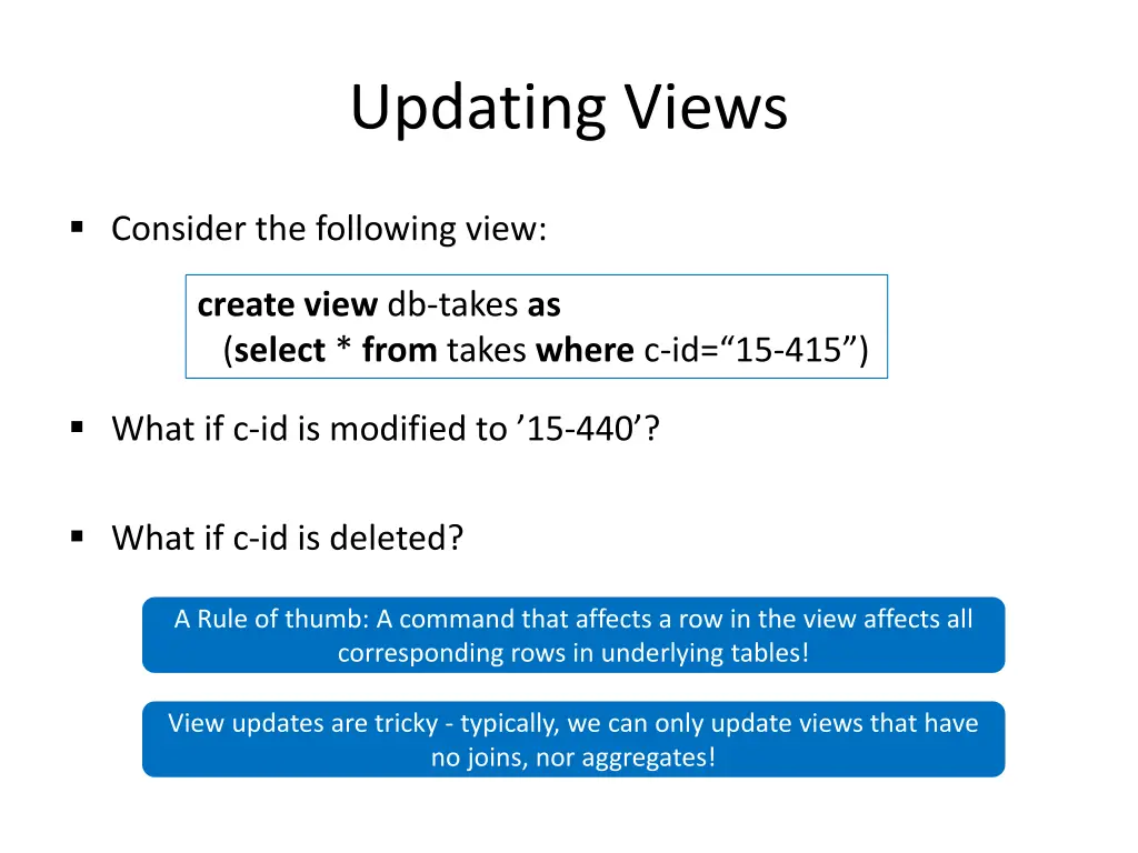 updating views