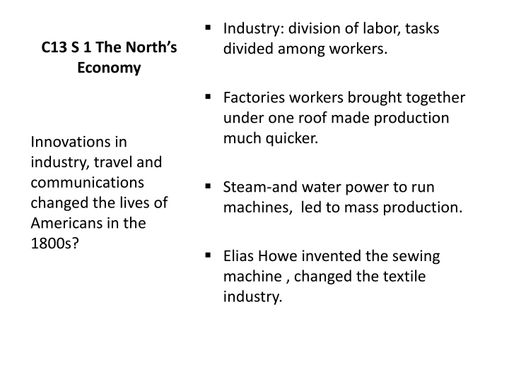 industry division of labor tasks divided among