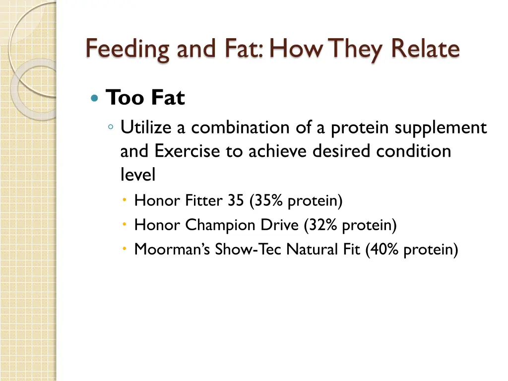 feeding and fat how they relate