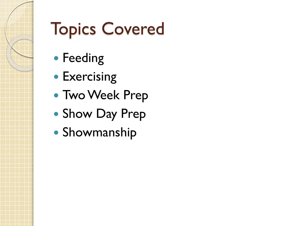 topics covered