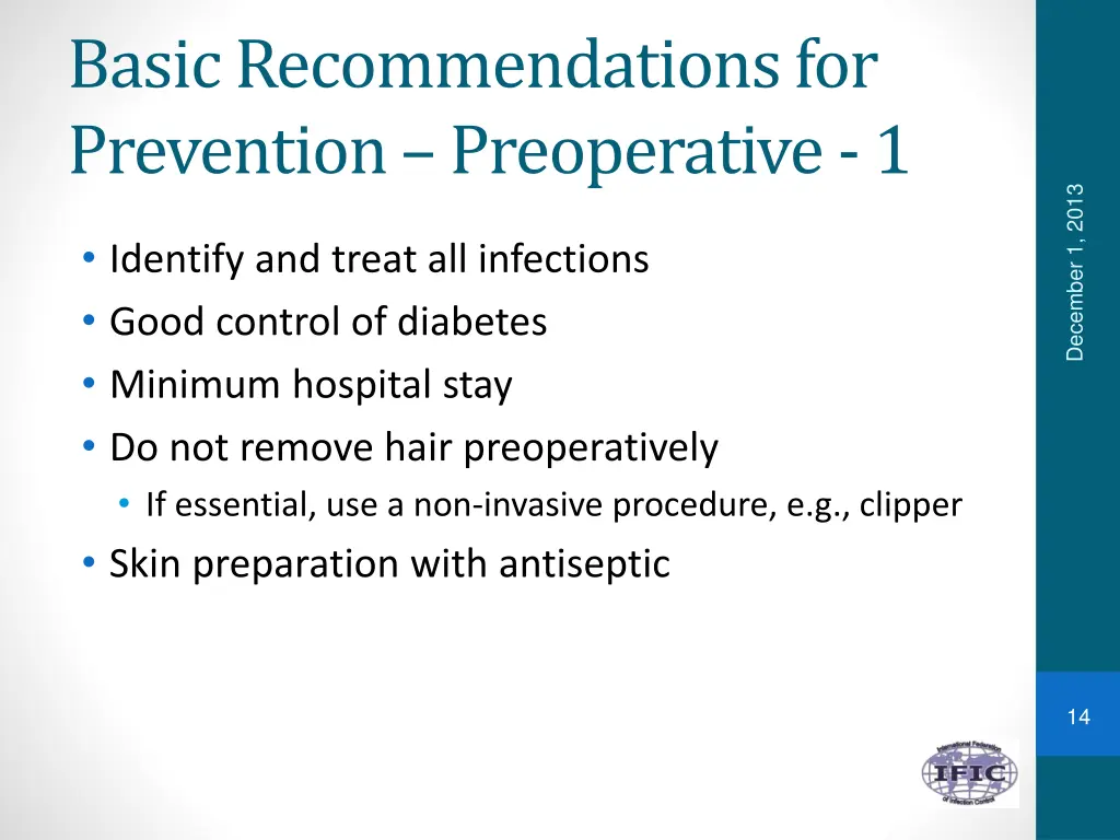 basic recommendations for prevention preoperative