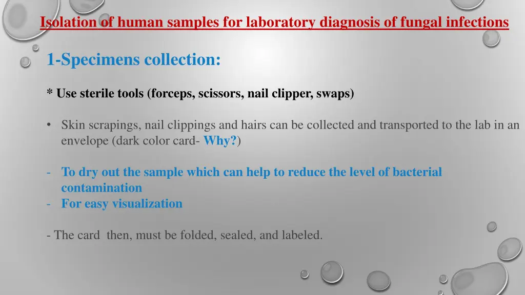 isolation of human samples for laboratory