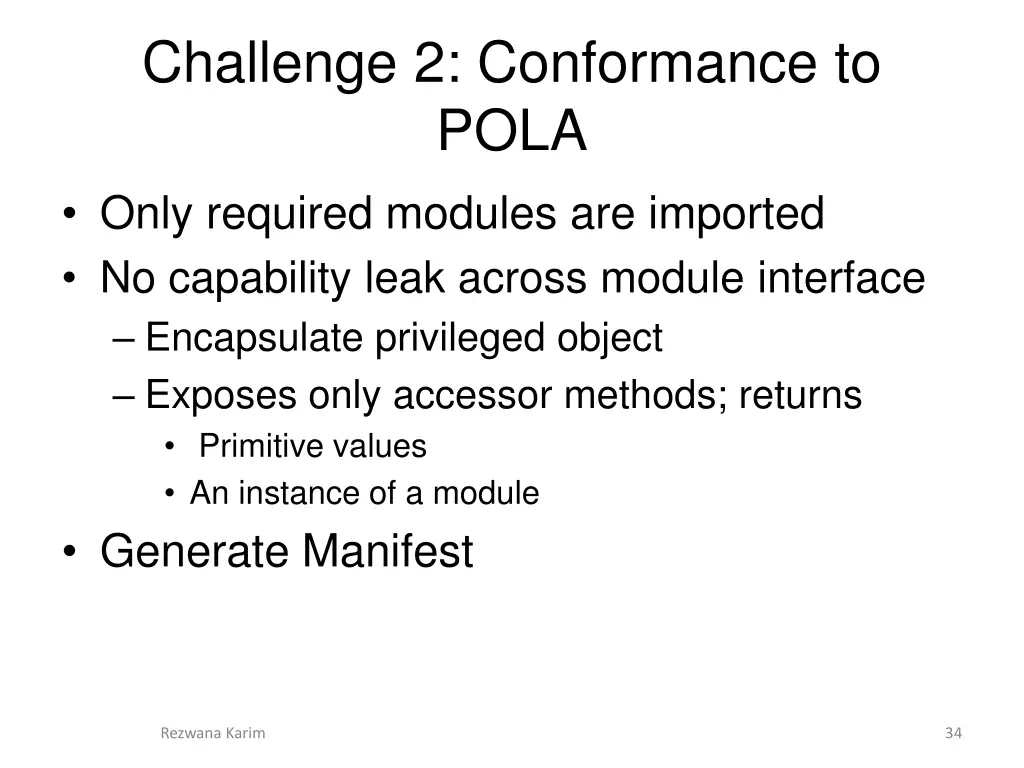 challenge 2 conformance to pola only required