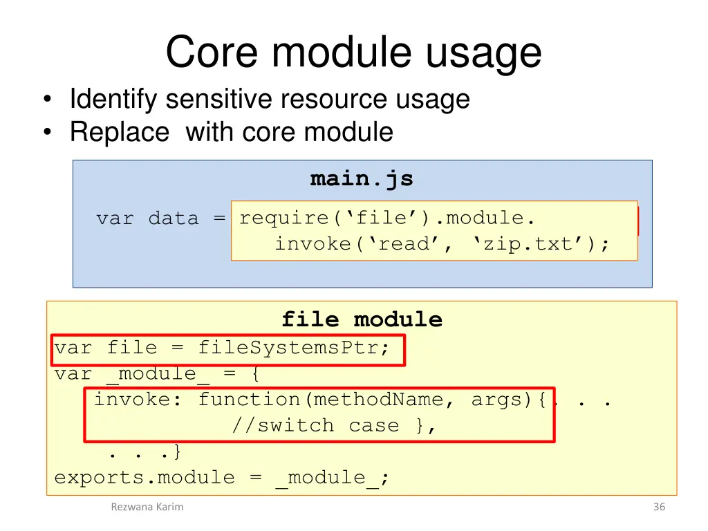 core module usage identify sensitive resource